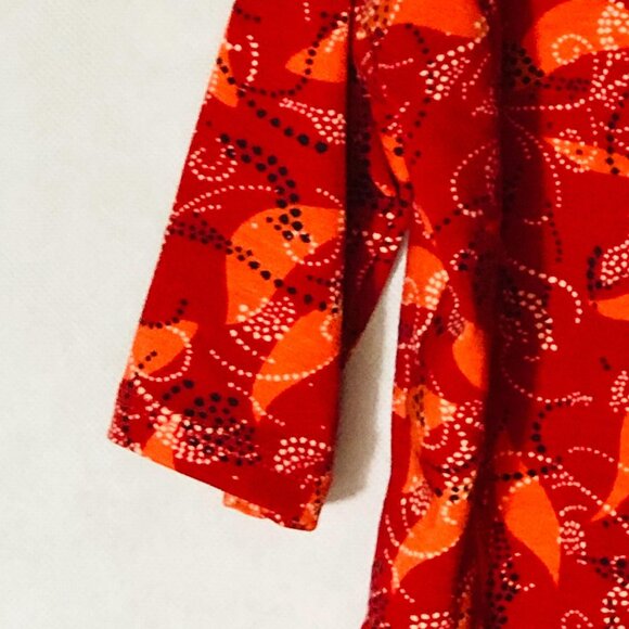 lularoe Irma tunic short sleeve red & orange paisley polyester size xxs READ new - Picture 4 of 10